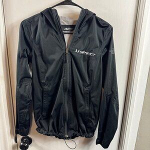 The North Face black dry vent hooded windbreaker.  Size small